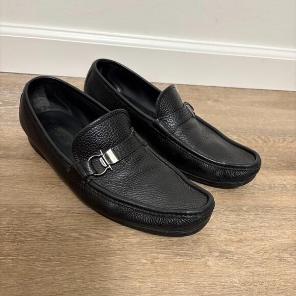 Ferragamo Black Men's  Desio Loafer Shoes Size 91/2 - Picture 1 of 9